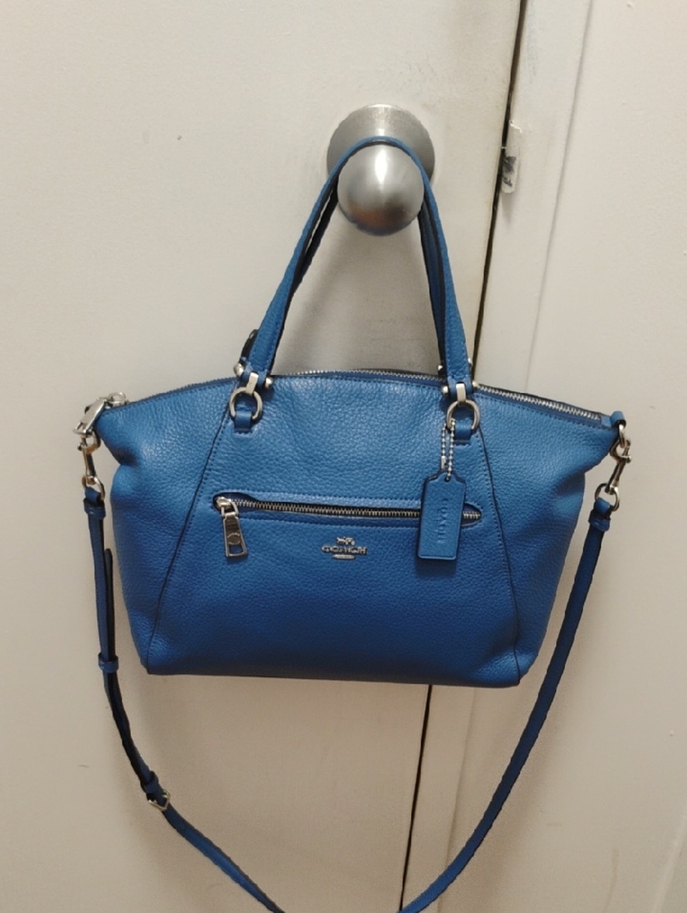 Coach Blue Pebbled Leather Crossbody Bag - Picture 6 of 8